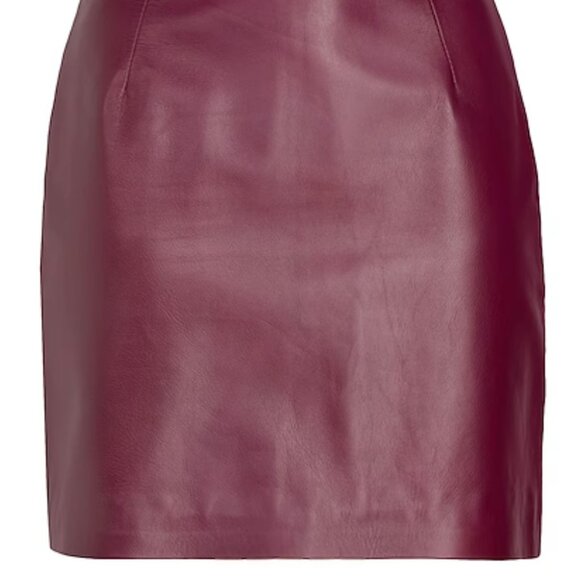 Lambskin Italian Leather Miniskirt - Wine - Picture 3 of 7